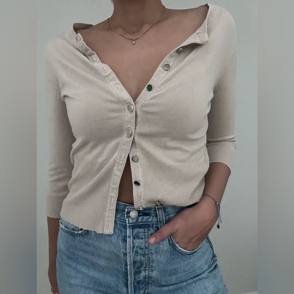 Beige Button Down Cardigan